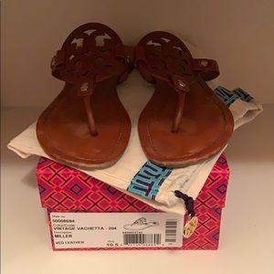 Tory Burch Miller Sandal Sz 10.5 Vintage Vachetta
